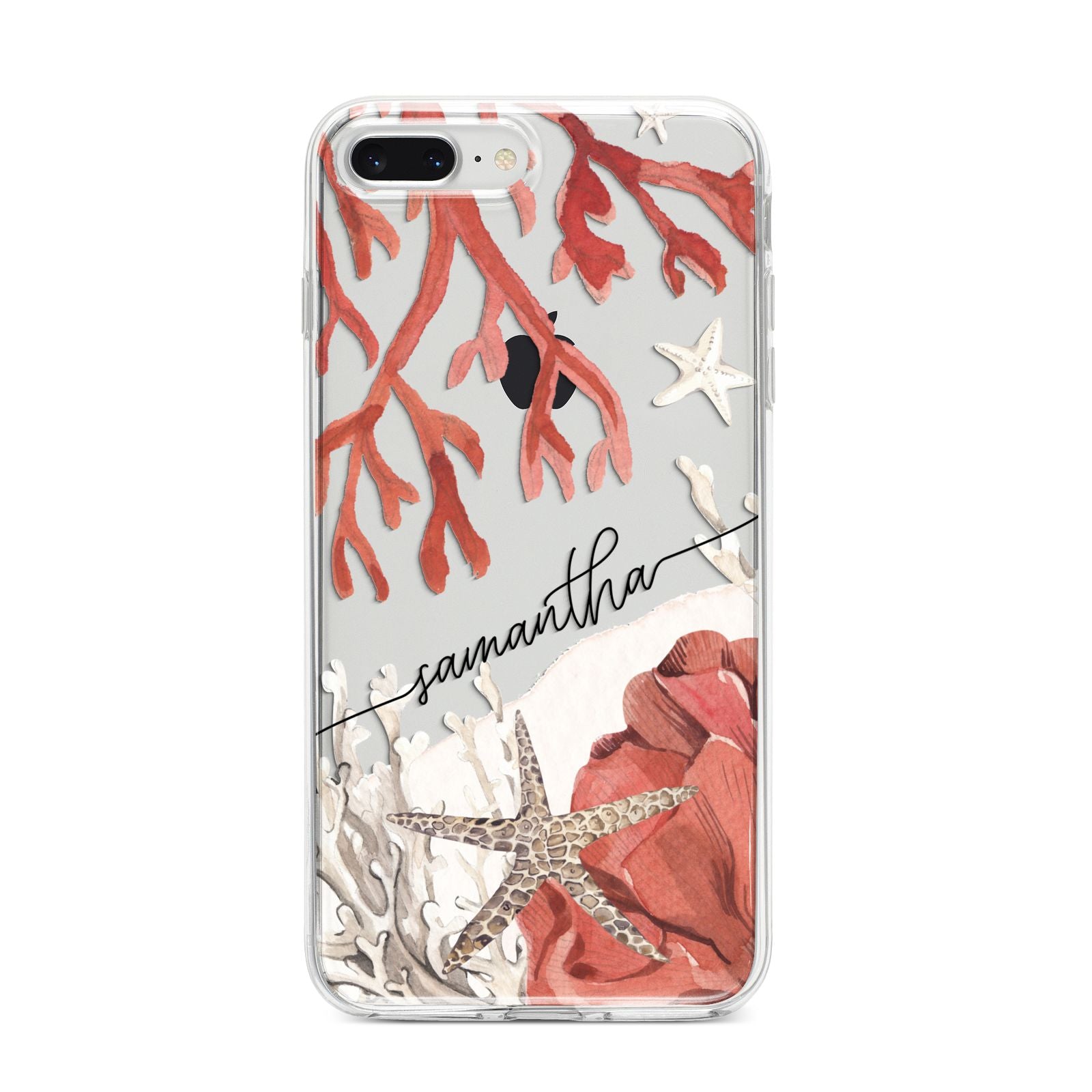 Personalised Coral Reef Name iPhone 8 Plus Bumper Case on Silver iPhone