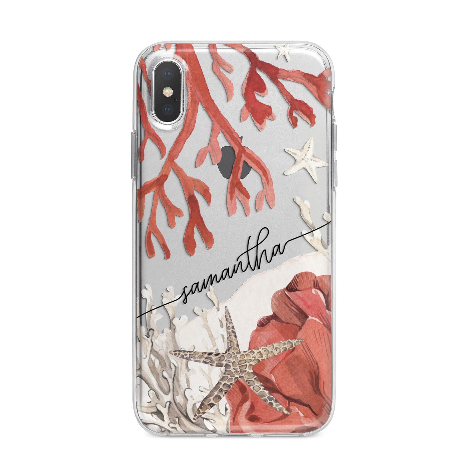 Personalised Coral Reef Name iPhone X Bumper Case on Silver iPhone Alternative Image 1
