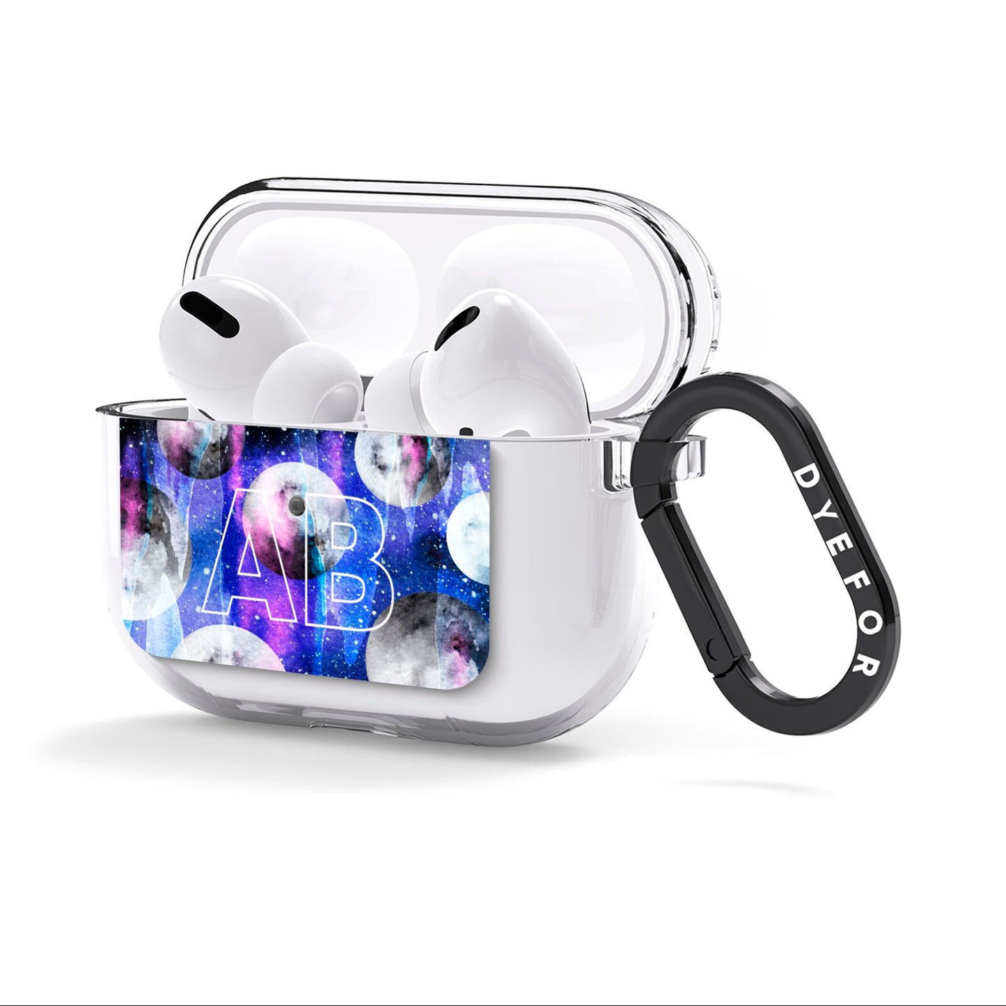 Personalised Cosmic AirPods Clear Case 3rd Gen Side Image