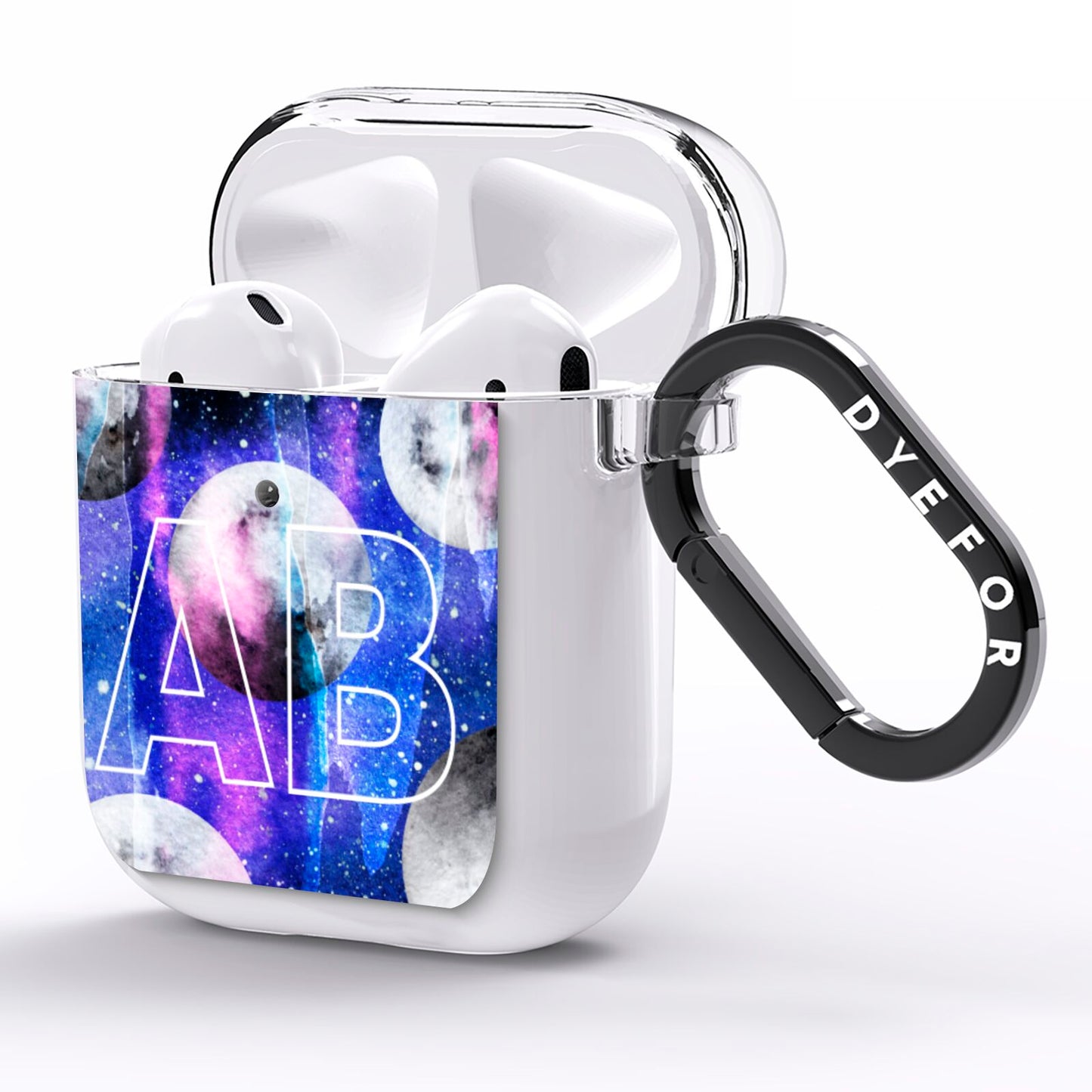 Personalised Cosmic AirPods Clear Case Side Image