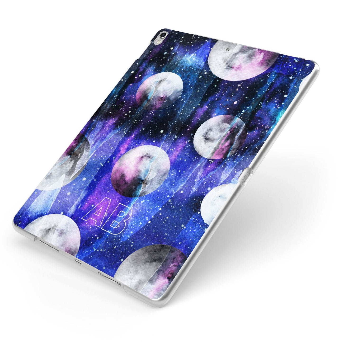 Personalised Cosmic Apple iPad Case on Silver iPad Side View