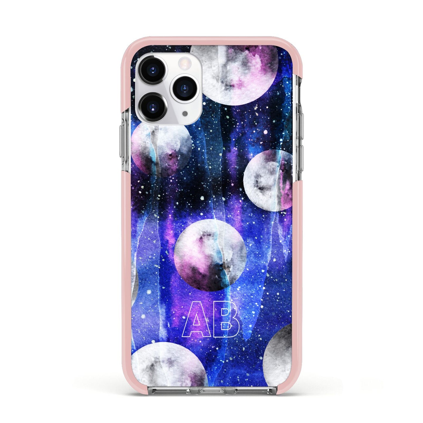 Personalised Cosmic Apple iPhone 11 Pro in Silver with Pink Impact Case