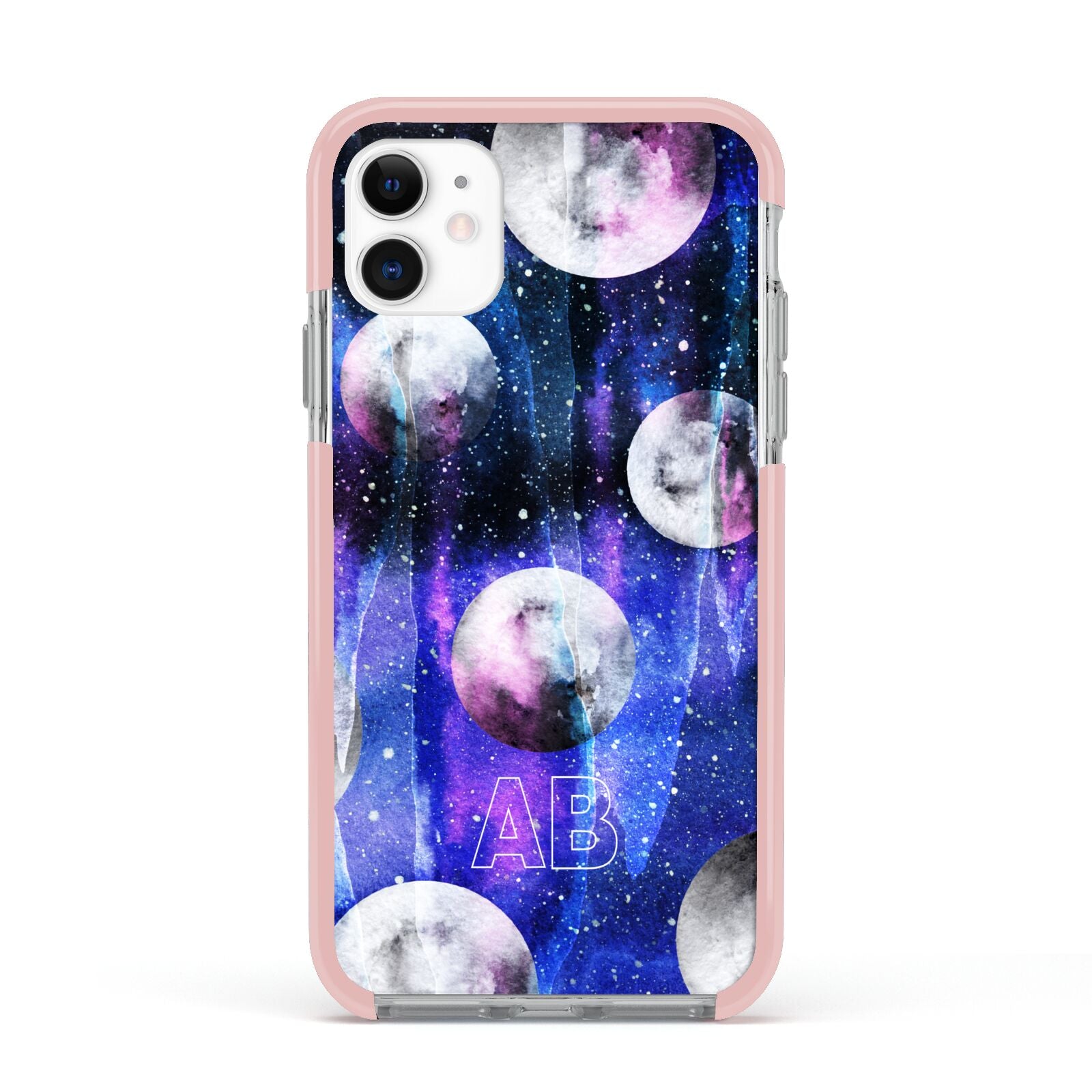 Personalised Cosmic Apple iPhone 11 in White with Pink Impact Case