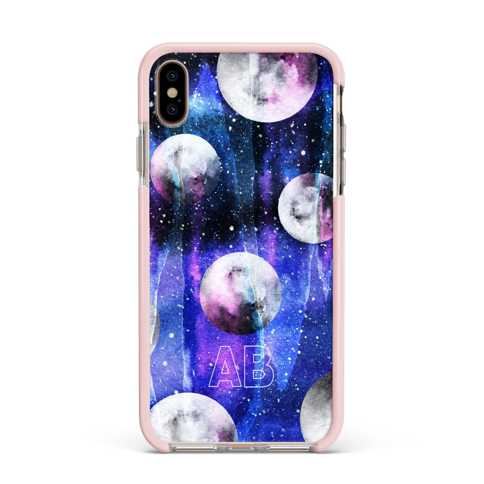 Personalised Cosmic Apple iPhone Xs Max Impact Case Pink Edge on Gold Phone