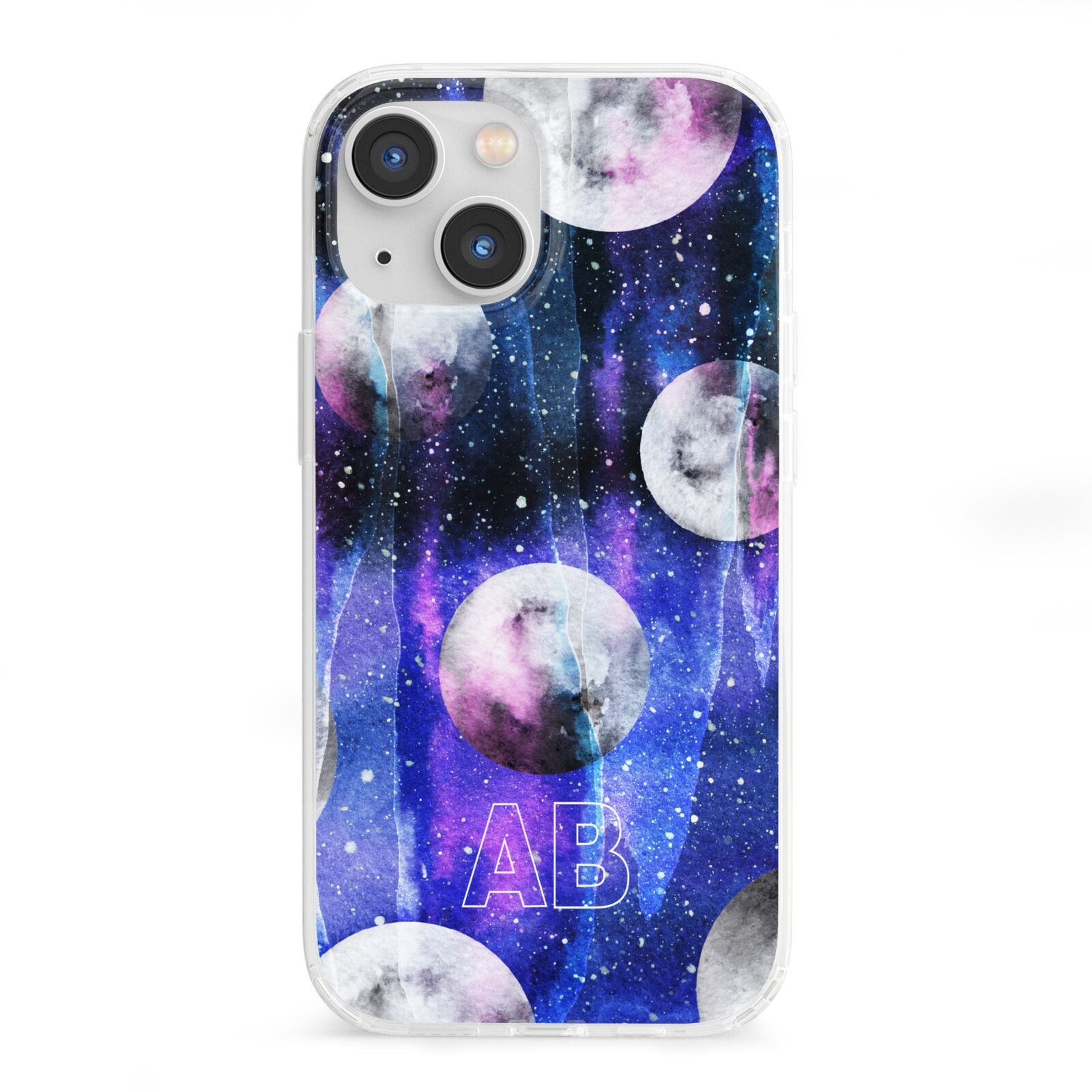 Personalised Cosmic iPhone 13 Mini Clear Bumper Case