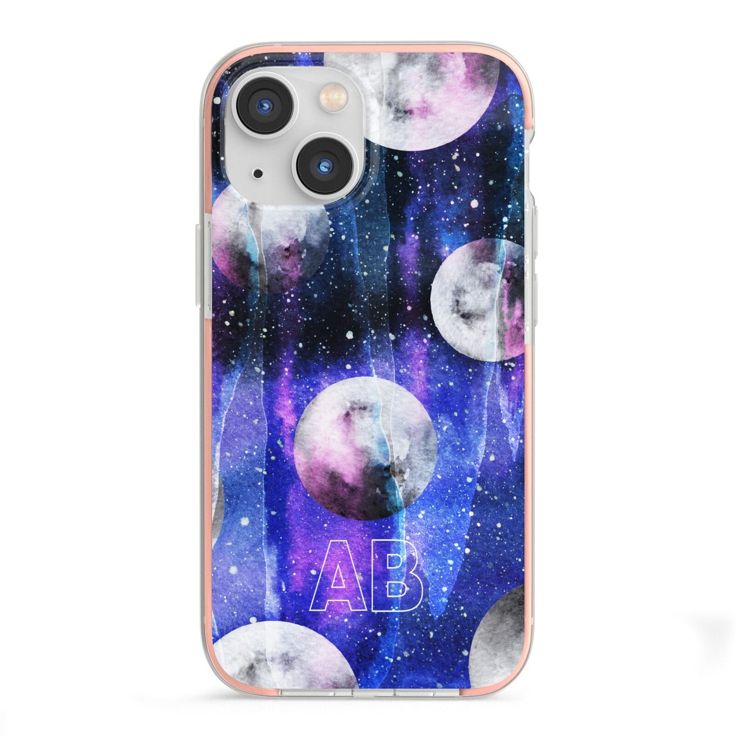 Personalised Cosmic iPhone 13 Mini TPU Impact Case with Pink Edges