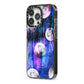 Personalised Cosmic iPhone 13 Pro Black Impact Case Side Angle on Silver phone