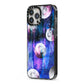 Personalised Cosmic iPhone 13 Pro Max Black Impact Case Side Angle on Silver phone