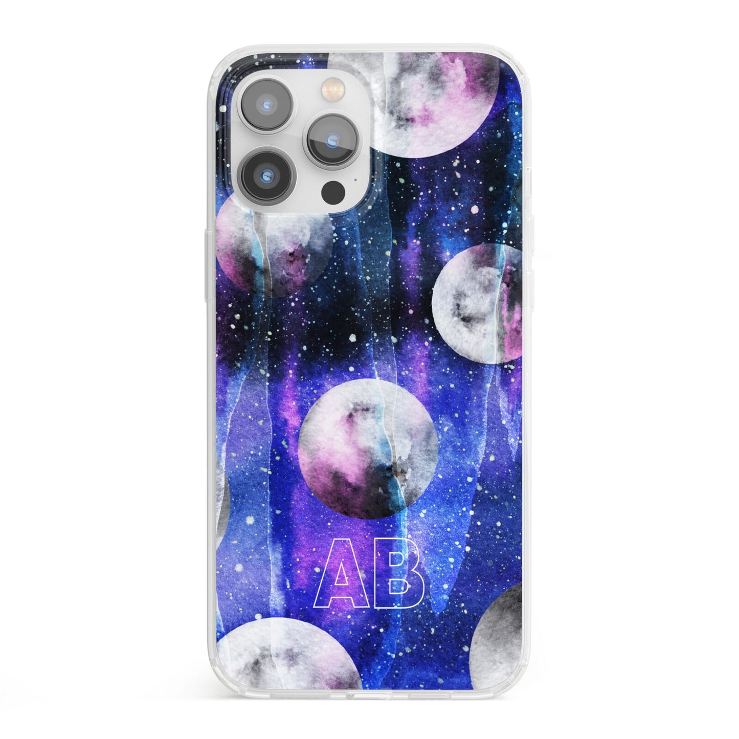 Personalised Cosmic iPhone 13 Pro Max Clear Bumper Case