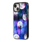 Personalised Cosmic iPhone 14 Black Impact Case Side Angle on Silver phone