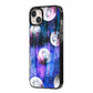 Personalised Cosmic iPhone 14 Plus Black Impact Case Side Angle on Silver phone