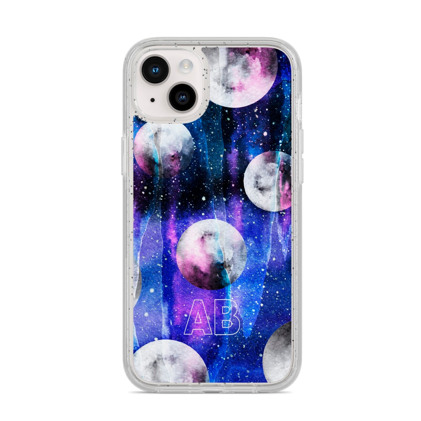 Personalised Cosmic iPhone 14 Plus Glitter Tough Case Starlight