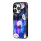 Personalised Cosmic iPhone 14 Pro Black Impact Case Side Angle on Silver phone