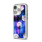 Personalised Cosmic iPhone 14 Pro Clear Tough Case Silver Angled Image