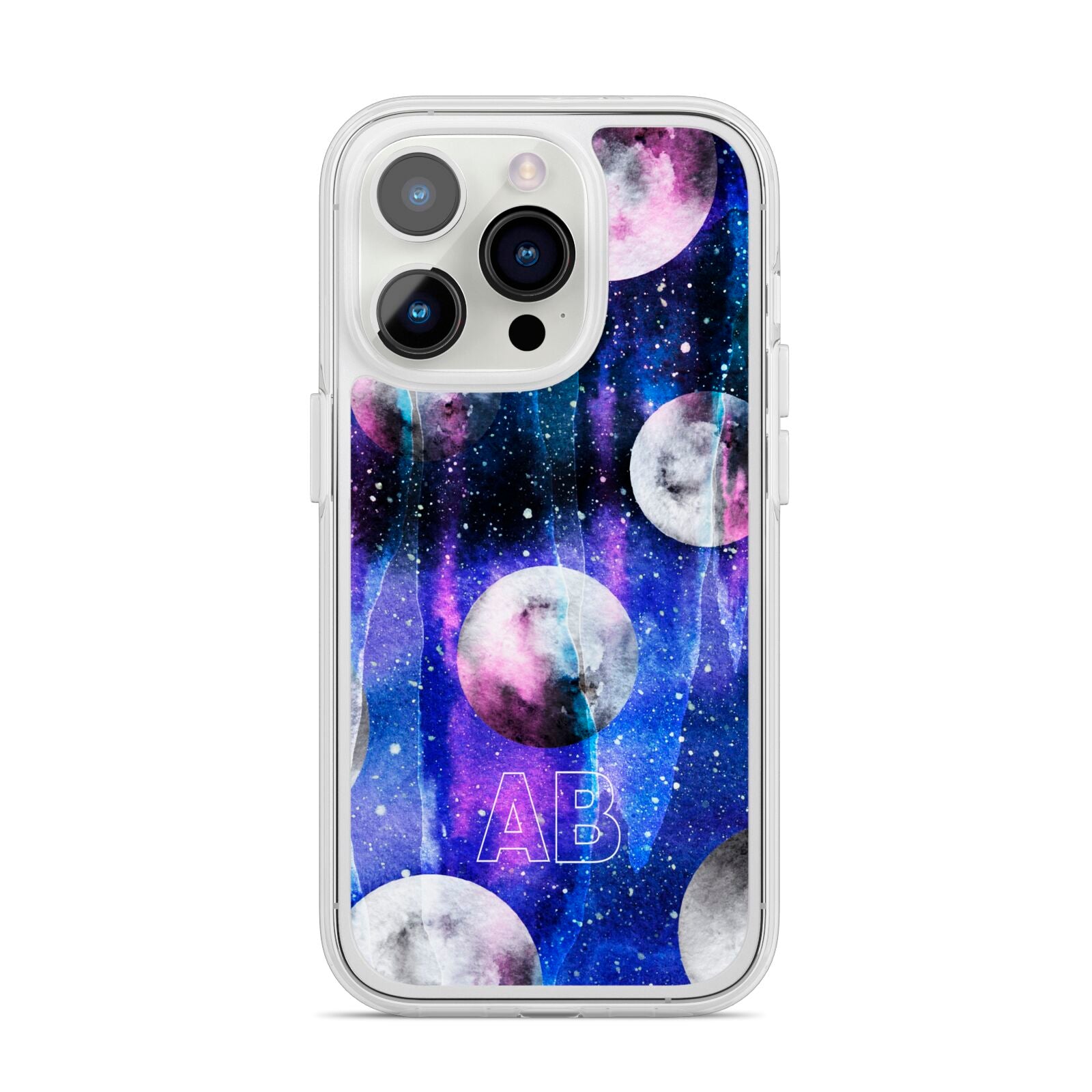 Personalised Cosmic iPhone 14 Pro Clear Tough Case Silver