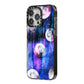 Personalised Cosmic iPhone 14 Pro Max Black Impact Case Side Angle on Silver phone