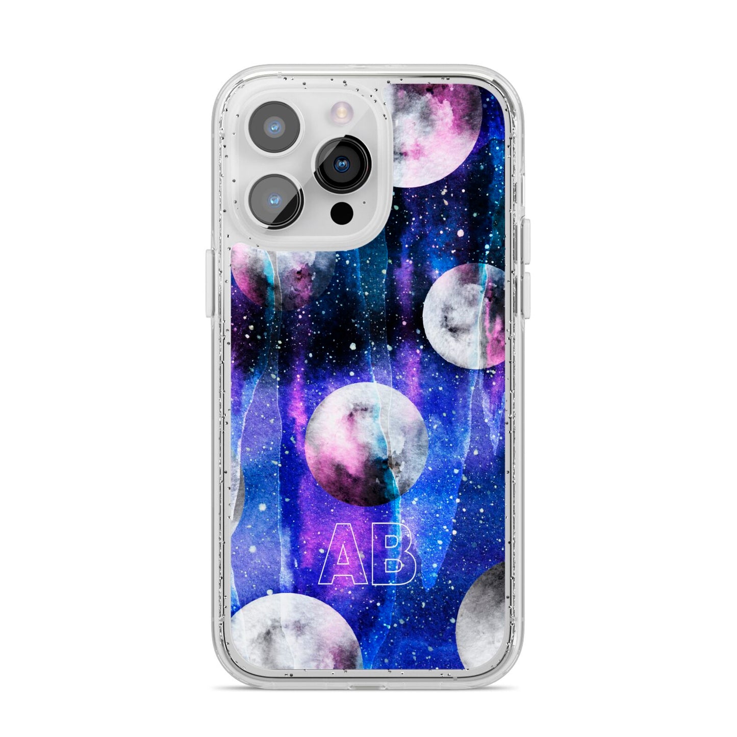 Personalised Cosmic iPhone 14 Pro Max Glitter Tough Case Silver