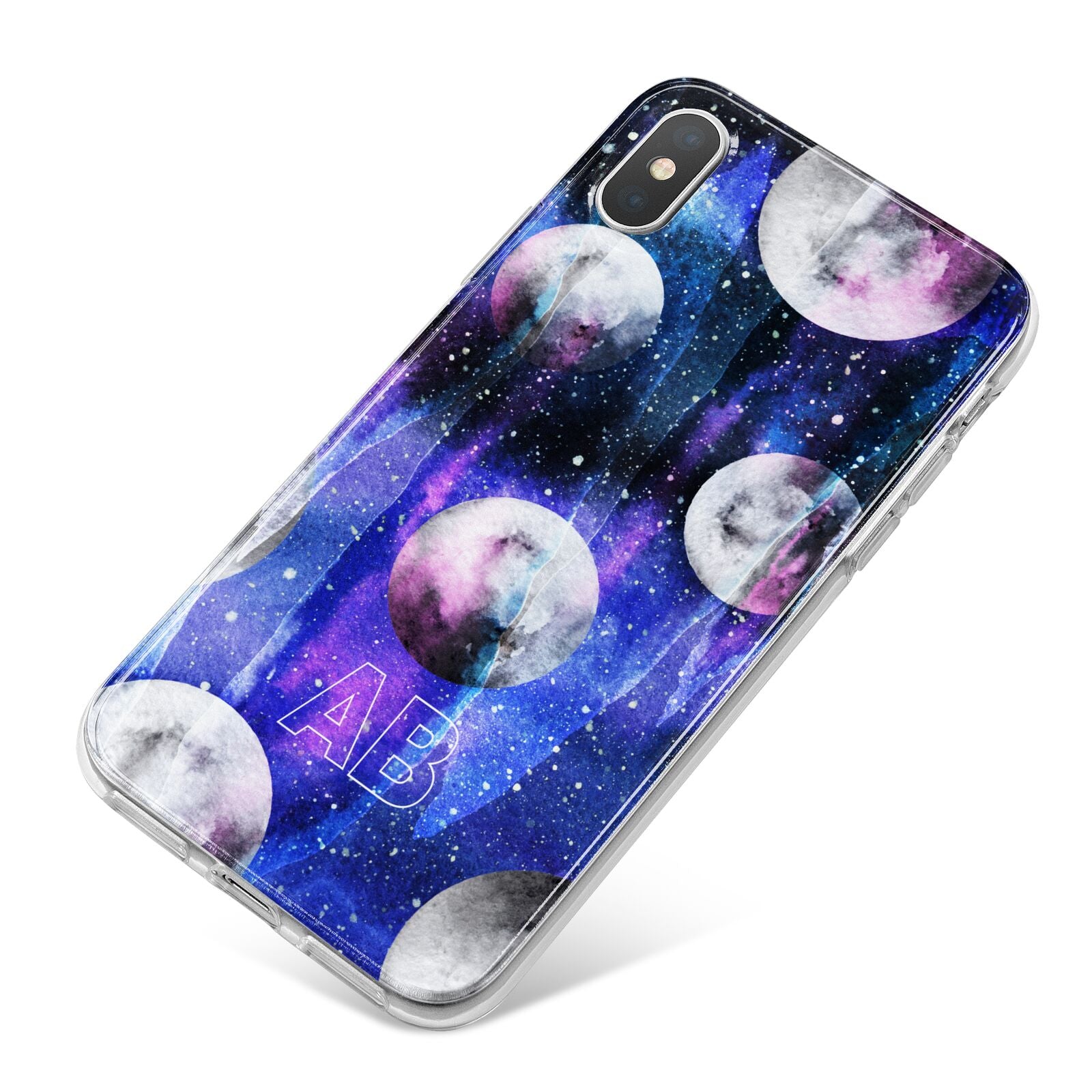 Personalised Cosmic iPhone X Bumper Case on Silver iPhone