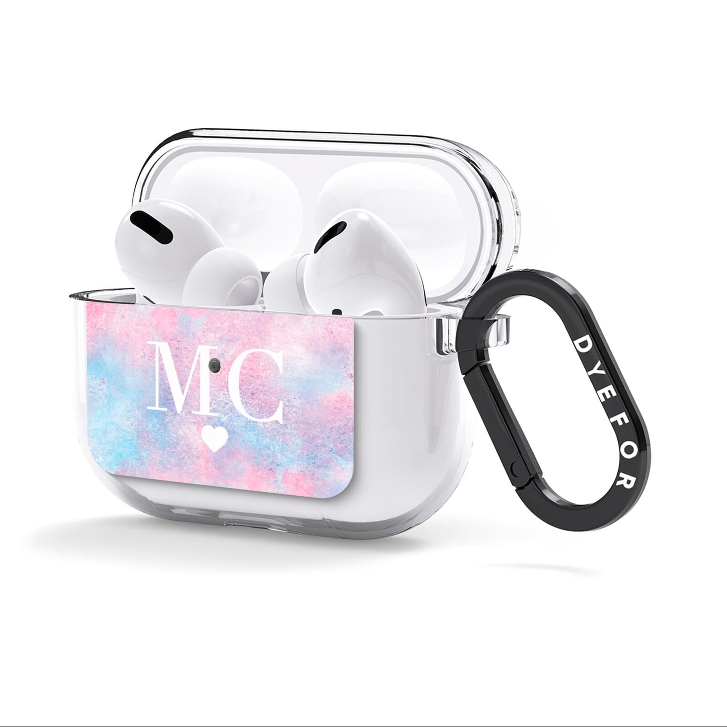 Personalised Cotton Candy Marble Initials AirPods Clear Case 3rd Gen Side Image