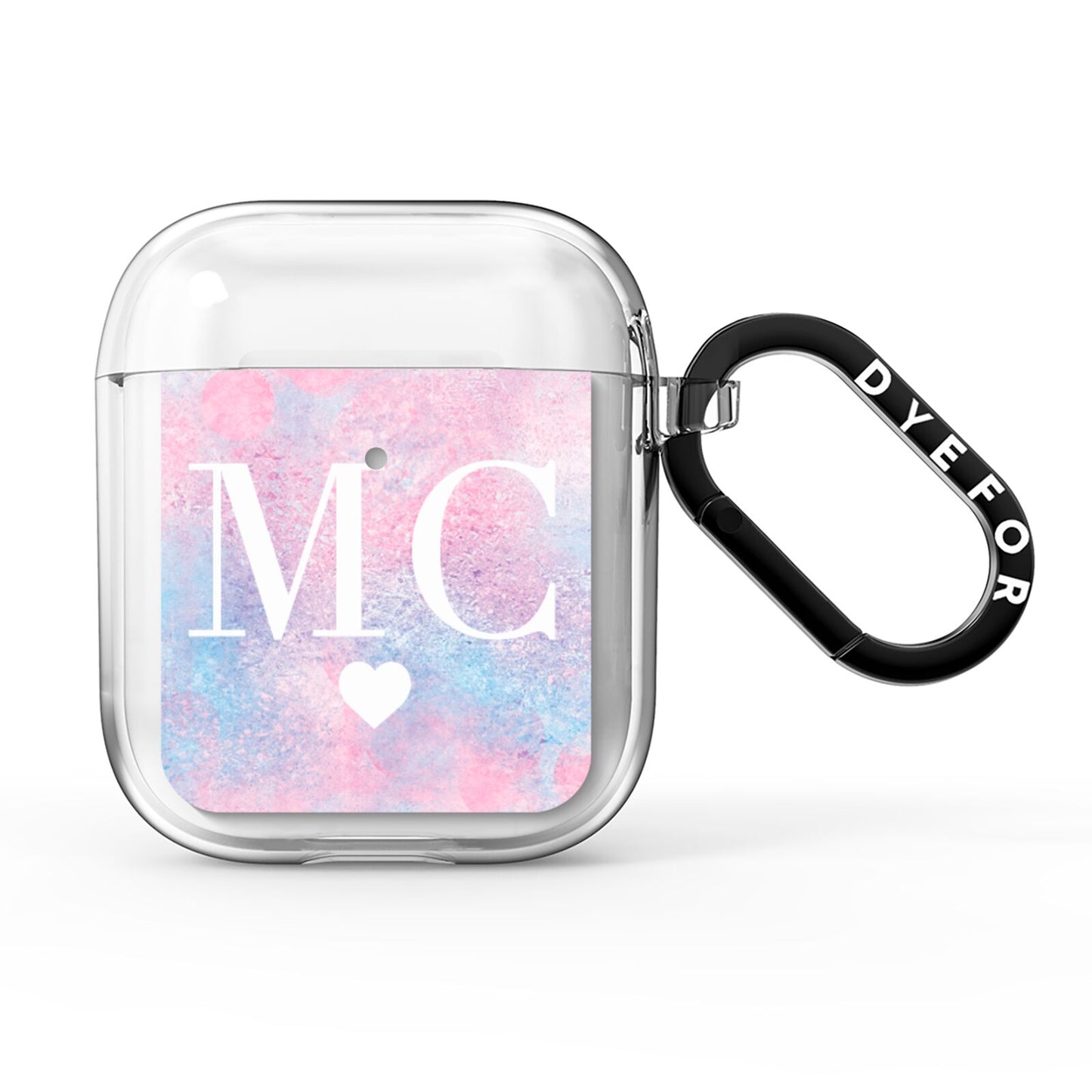 Personalised Cotton Candy Marble Initials AirPods Clear Case