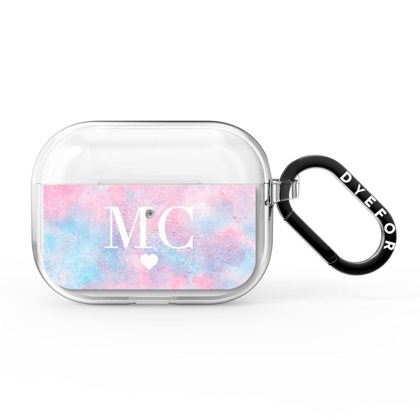 Personalised Cotton Candy Marble Initials AirPods Pro Clear Case