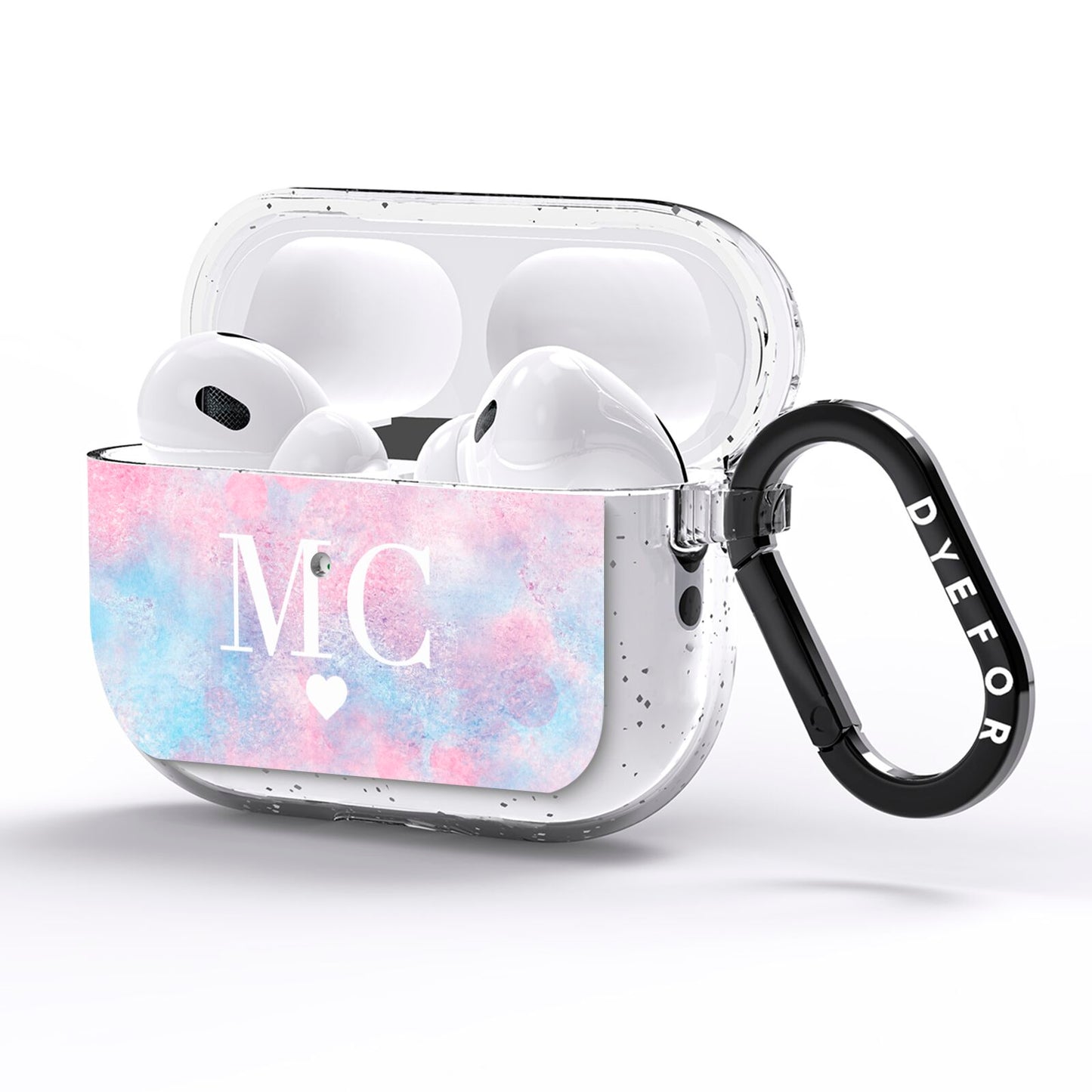 Personalised Cotton Candy Marble Initials AirPods Pro Glitter Case Side Image