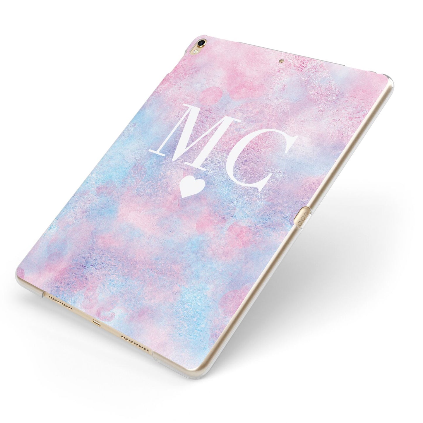 Personalised Cotton Candy Marble Initials Apple iPad Case on Gold iPad Side View