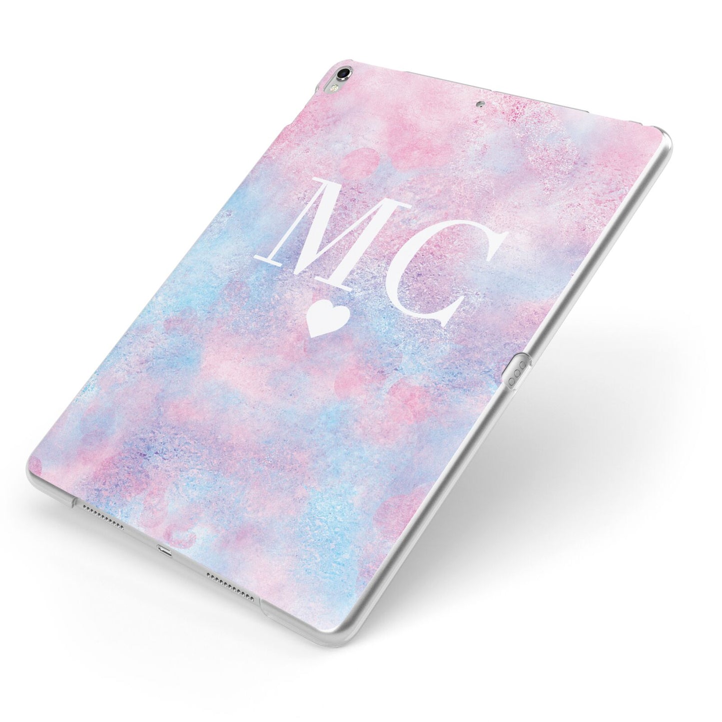 Personalised Cotton Candy Marble Initials Apple iPad Case on Silver iPad Side View