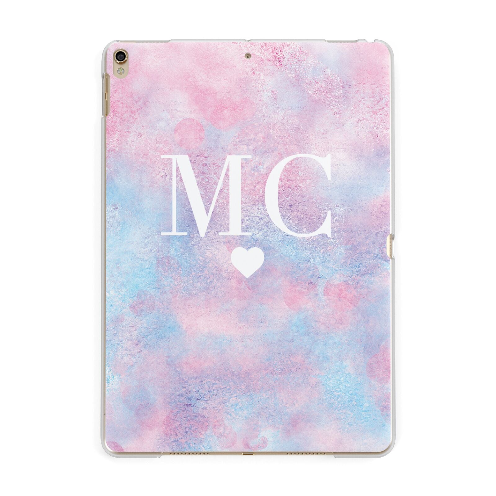 Personalised Cotton Candy Marble Initials Apple iPad Gold Case