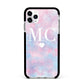Personalised Cotton Candy Marble Initials Apple iPhone 11 Pro Max in Silver with Black Impact Case