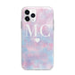 Personalised Cotton Candy Marble Initials Apple iPhone 11 Pro Max in Silver with Bumper Case