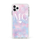 Personalised Cotton Candy Marble Initials Apple iPhone 11 Pro Max in Silver with White Impact Case