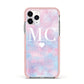 Personalised Cotton Candy Marble Initials Apple iPhone 11 Pro in Silver with Pink Impact Case