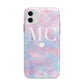 Personalised Cotton Candy Marble Initials Apple iPhone 11 in White with Bumper Case