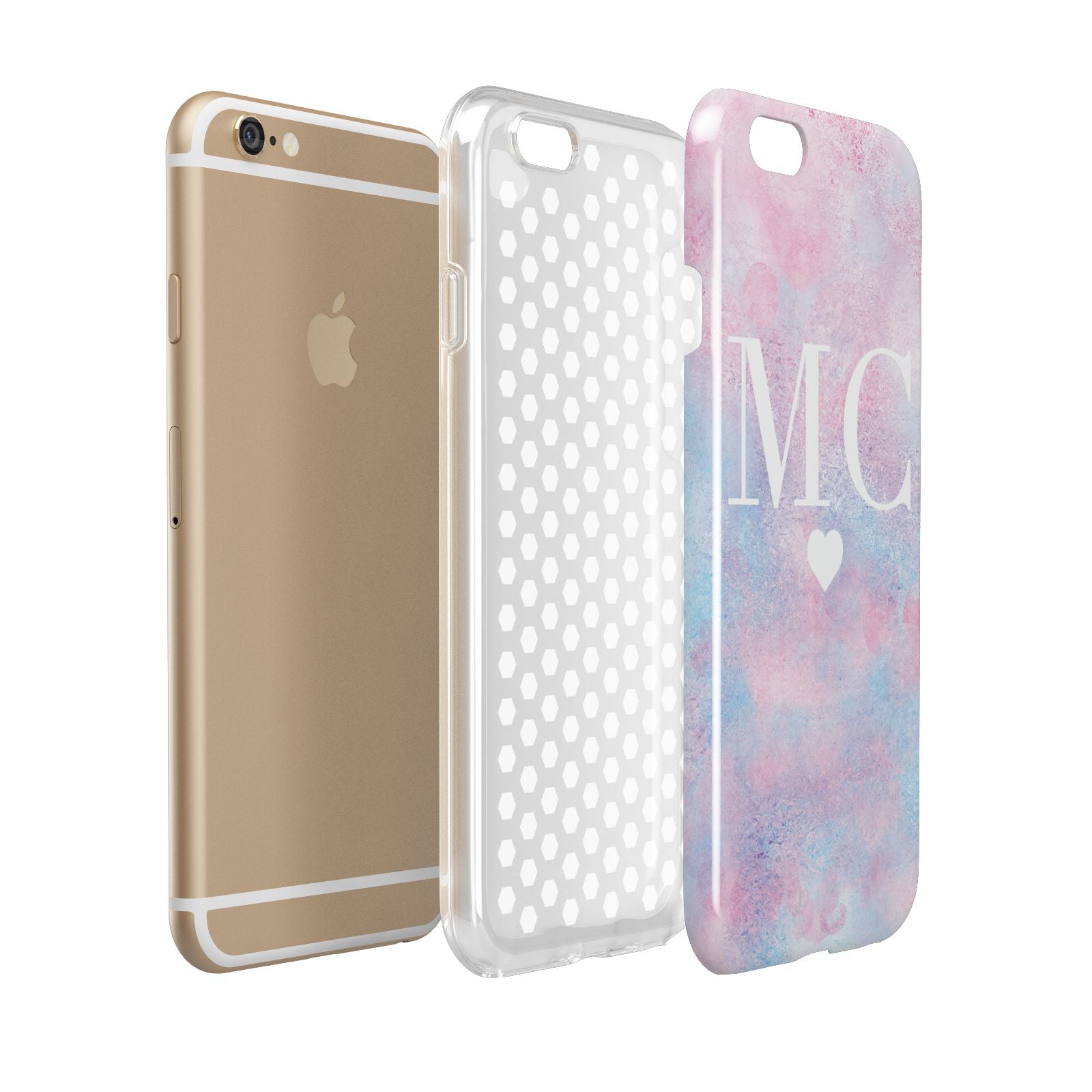 Personalised Cotton Candy Marble Initials Apple iPhone 6 3D Tough Case Expanded view