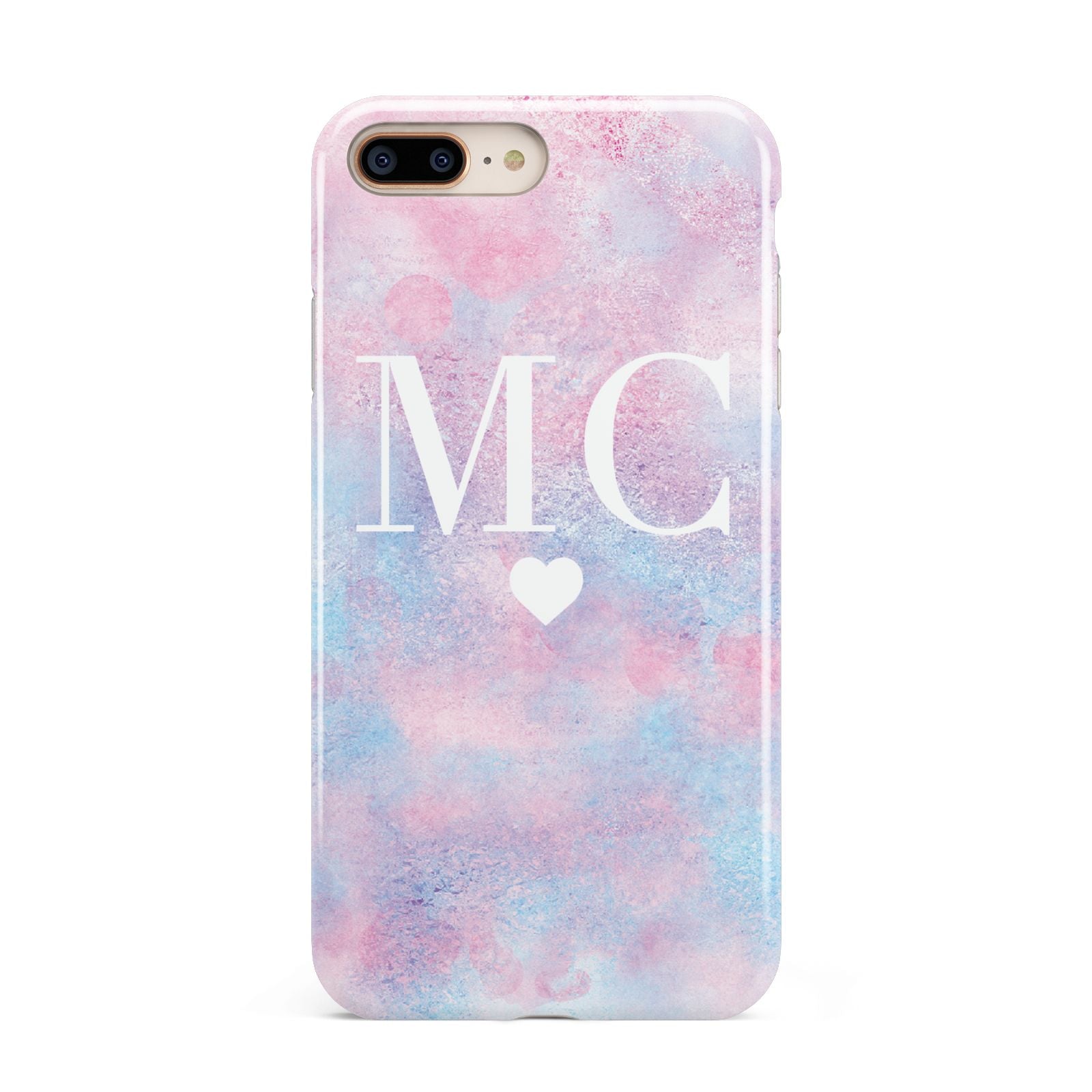 Personalised Cotton Candy Marble Initials Apple iPhone 7 8 Plus 3D Tough Case