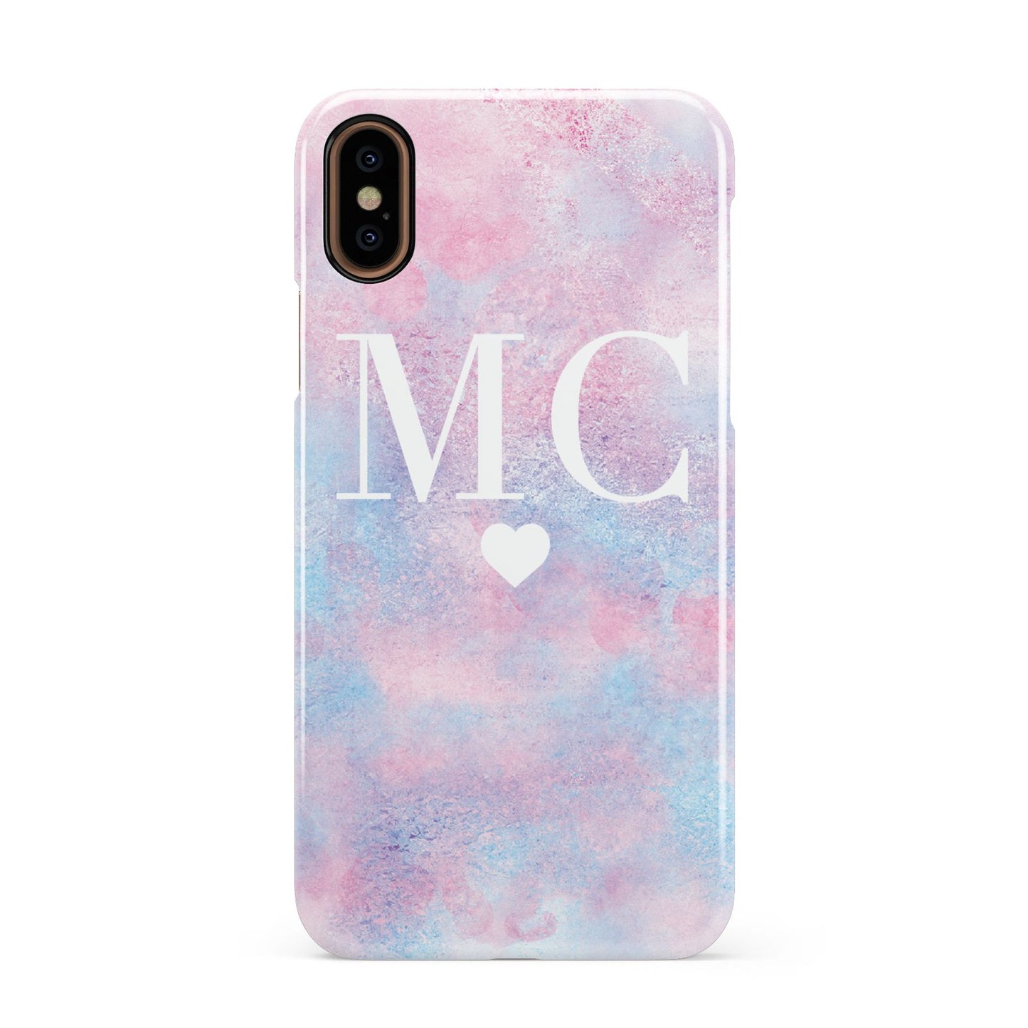 Personalised Cotton Candy Marble Initials Apple iPhone XS 3D Snap Case