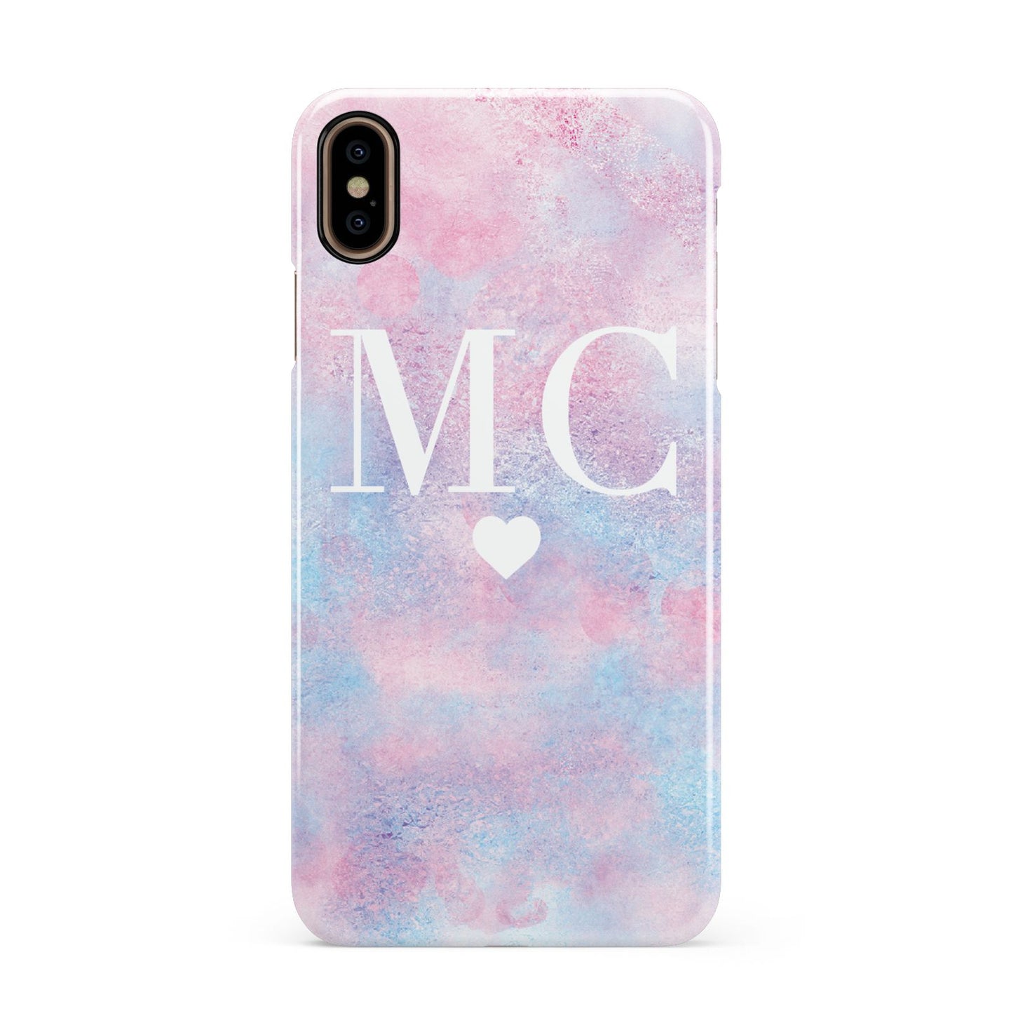 Personalised Cotton Candy Marble Initials Apple iPhone Xs Max 3D Snap Case