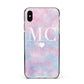 Personalised Cotton Candy Marble Initials Apple iPhone Xs Max Impact Case Black Edge on Silver Phone