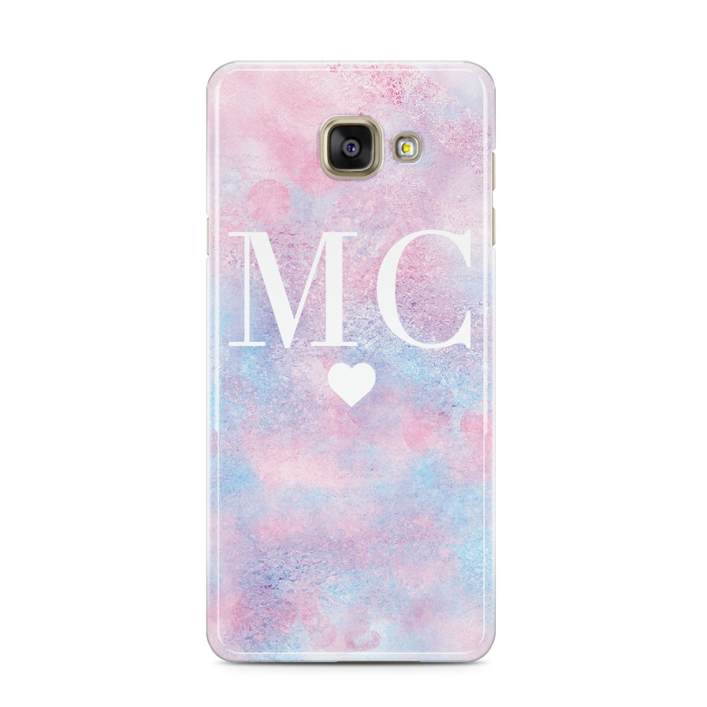 Personalised Cotton Candy Marble Initials Samsung Galaxy A3 2016 Case on gold phone
