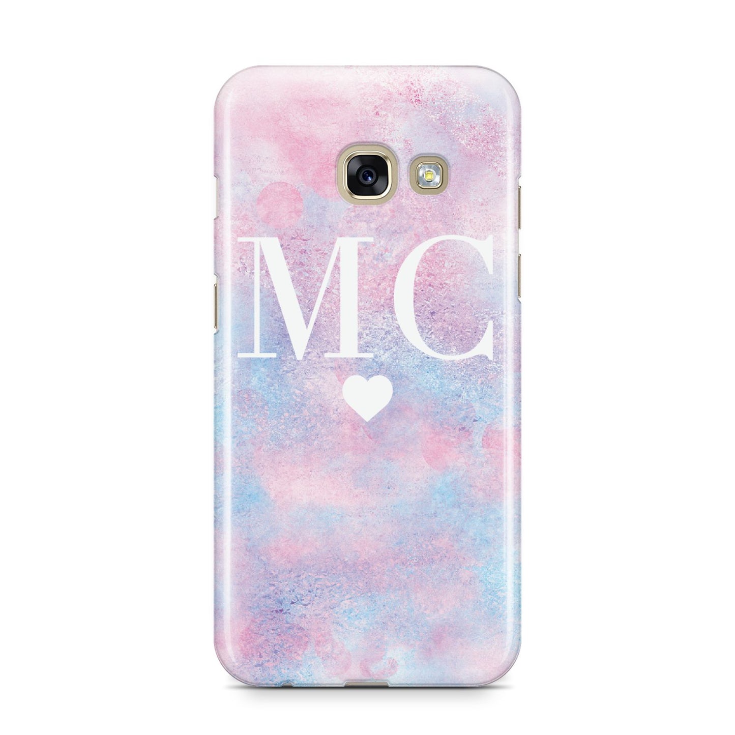 Personalised Cotton Candy Marble Initials Samsung Galaxy A3 2017 Case on gold phone