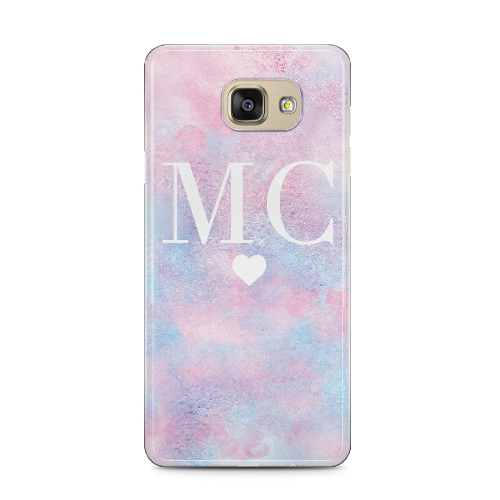 Personalised Cotton Candy Marble Initials Samsung Galaxy A5 2016 Case on gold phone