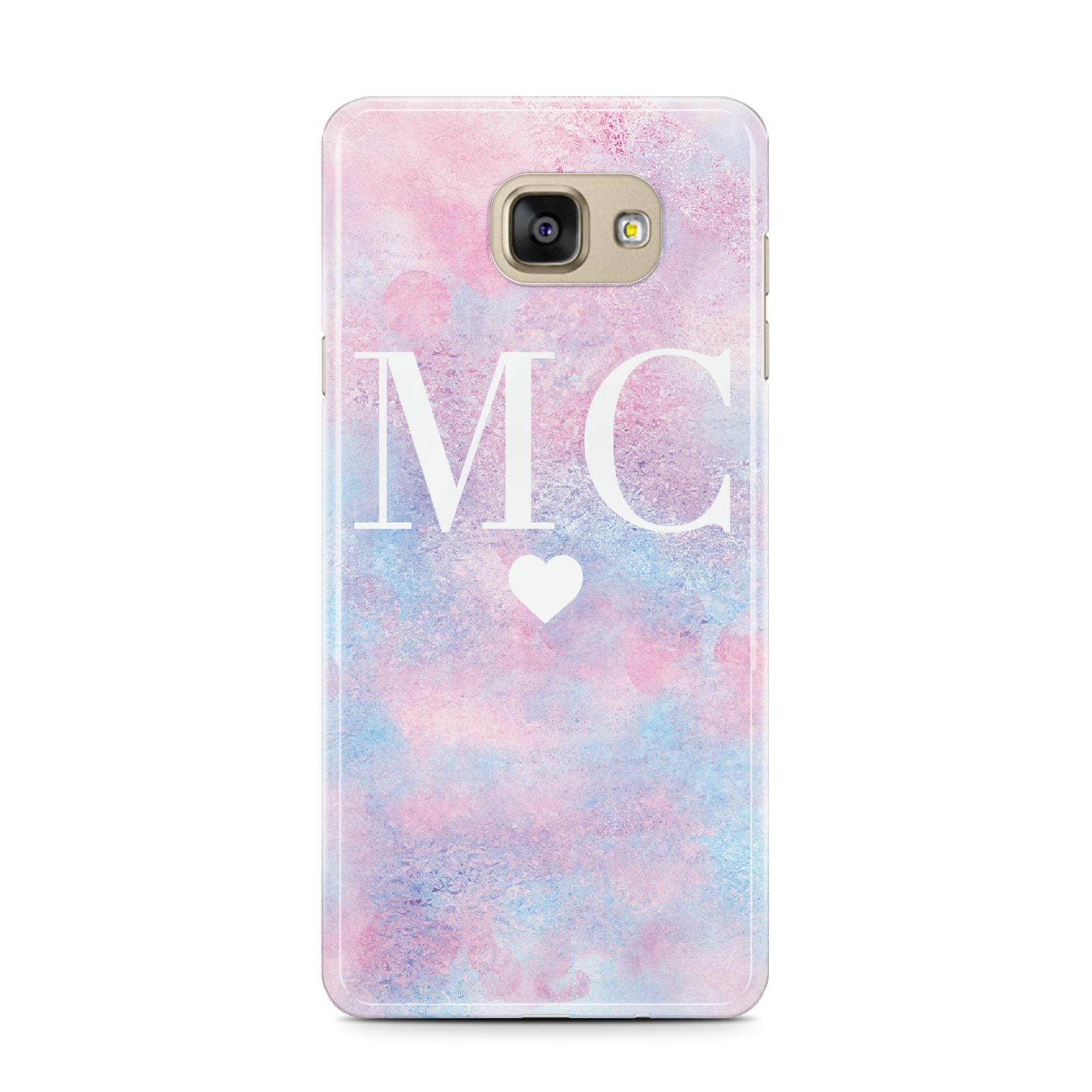 Personalised Cotton Candy Marble Initials Samsung Galaxy A7 2016 Case on gold phone