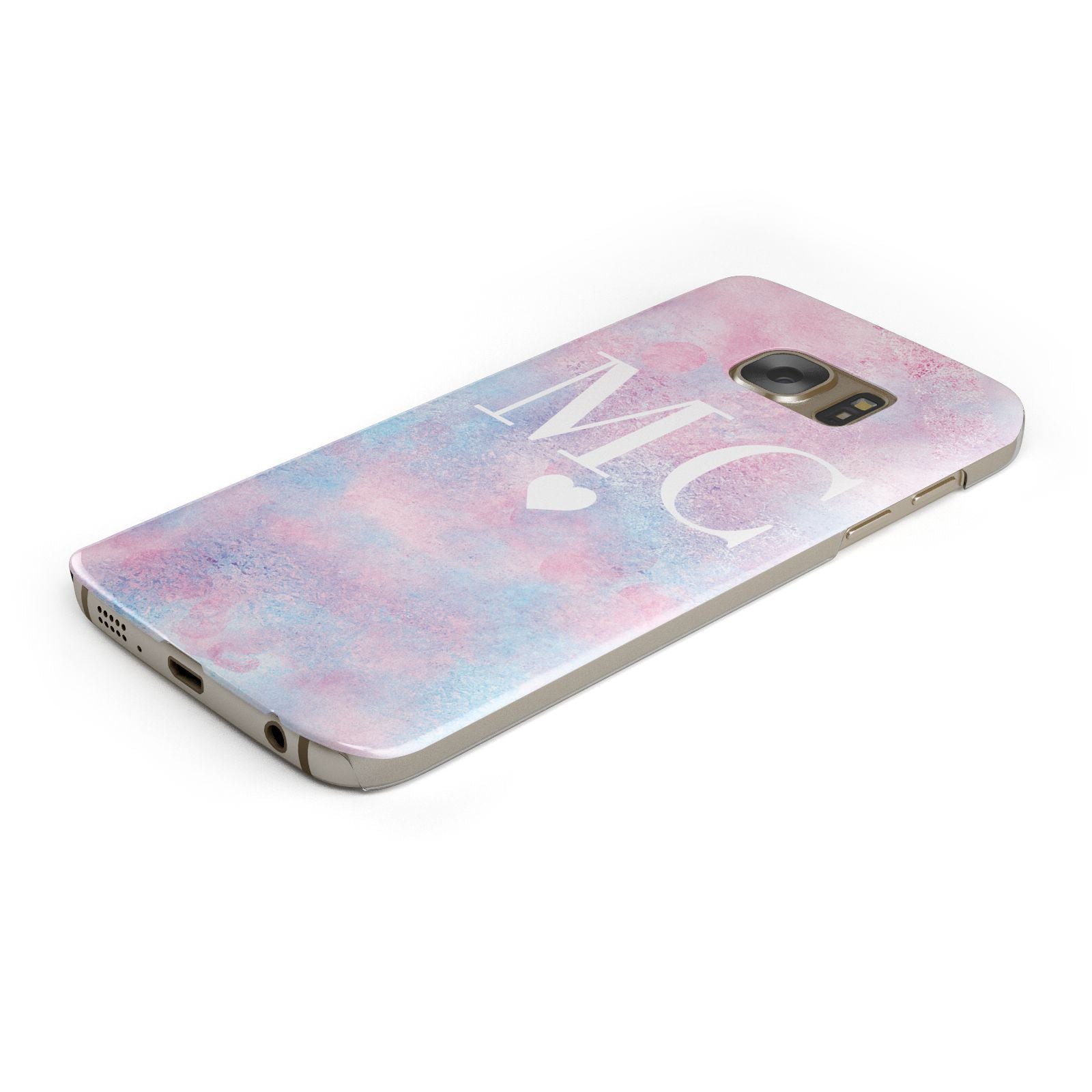 Personalised Cotton Candy Marble Initials Samsung Galaxy Case Bottom Cutout