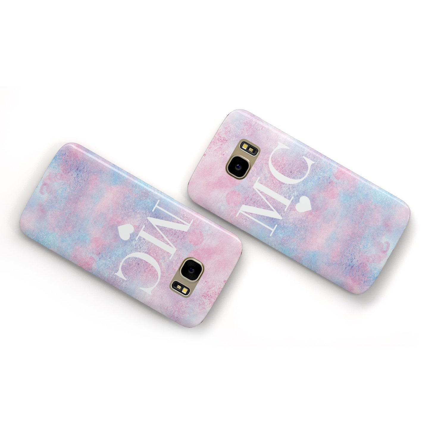 Personalised Cotton Candy Marble Initials Samsung Galaxy Case Flat Overview
