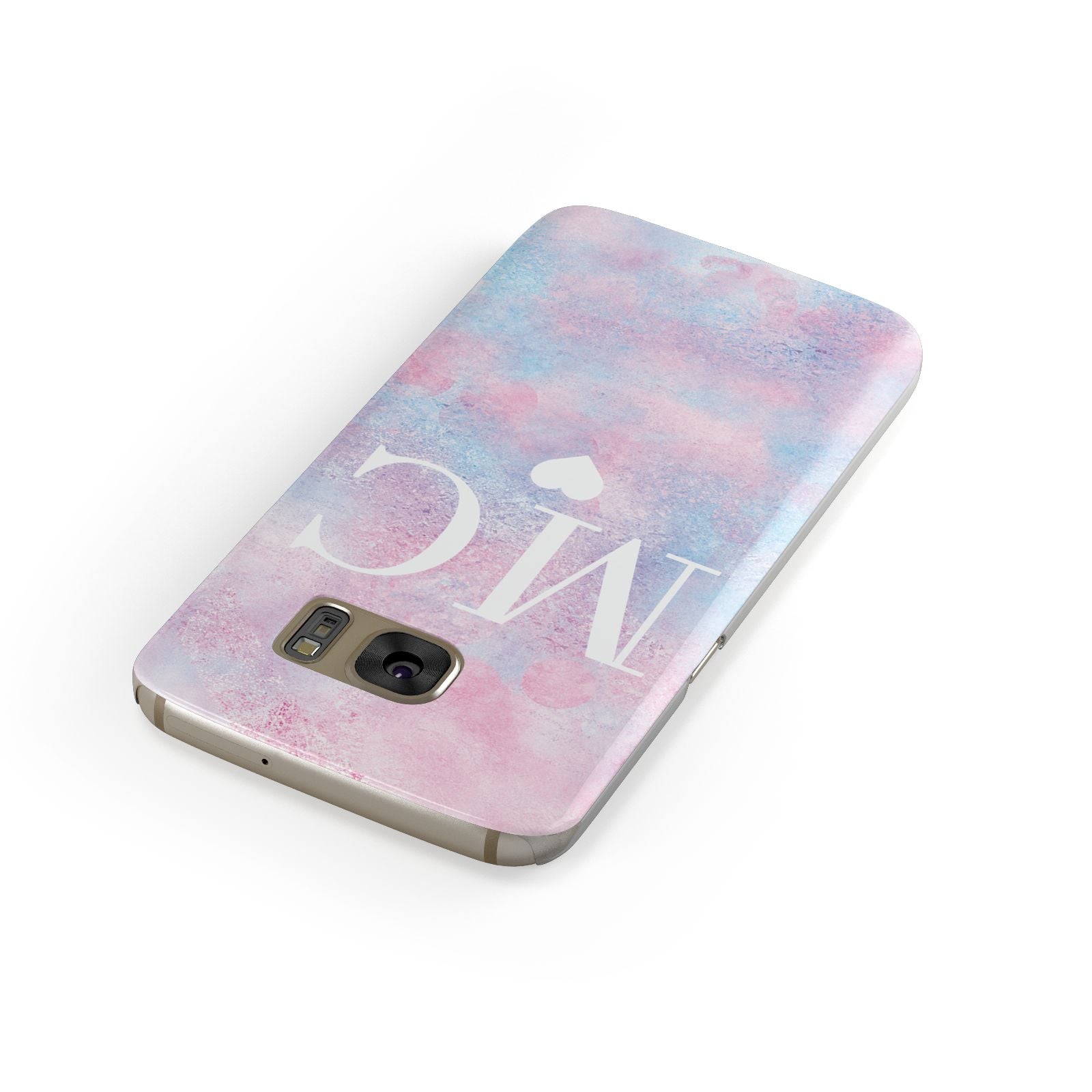 Personalised Cotton Candy Marble Initials Samsung Galaxy Case Front Close Up