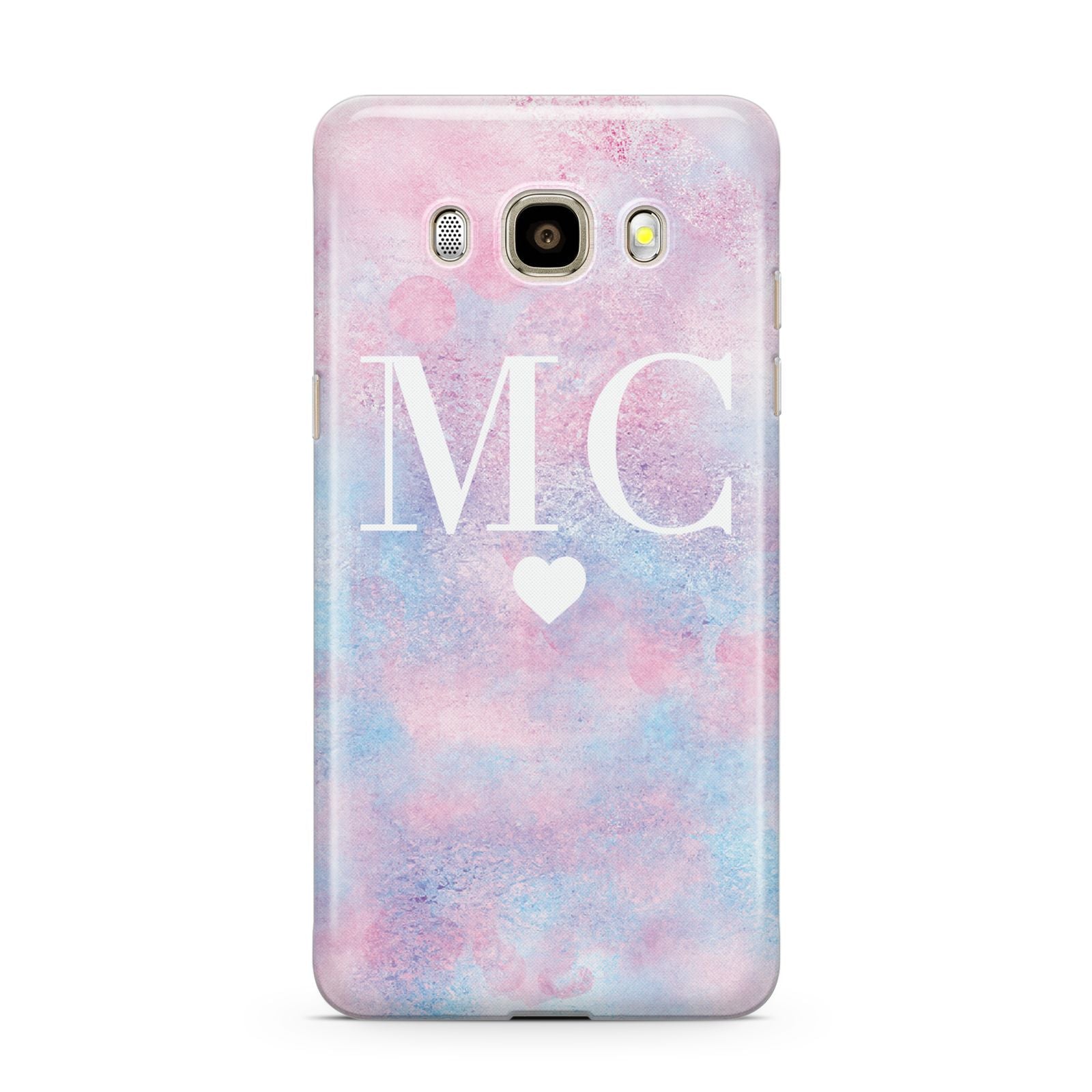 Personalised Cotton Candy Marble Initials Samsung Galaxy J7 2016 Case on gold phone