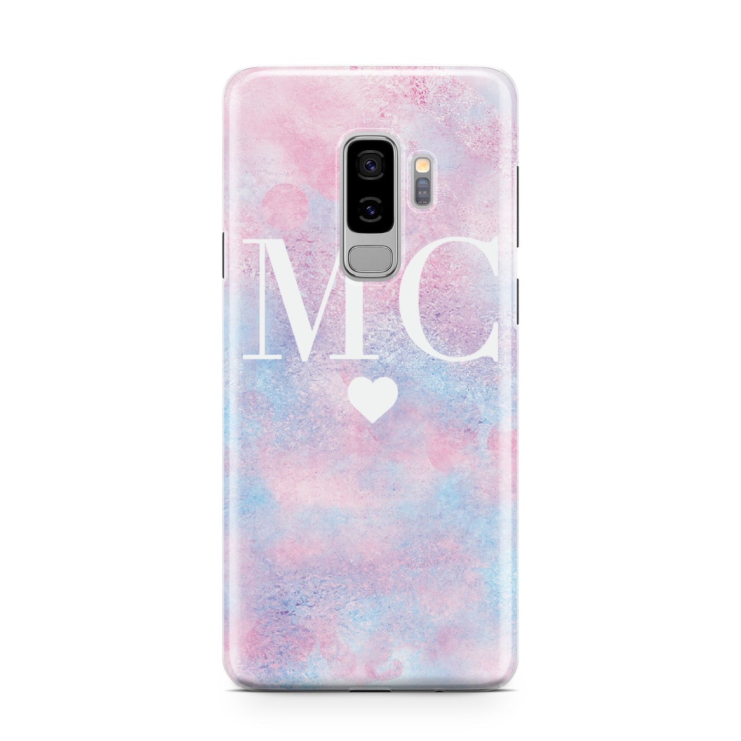Personalised Cotton Candy Marble Initials Samsung Galaxy S9 Plus Case on Silver phone