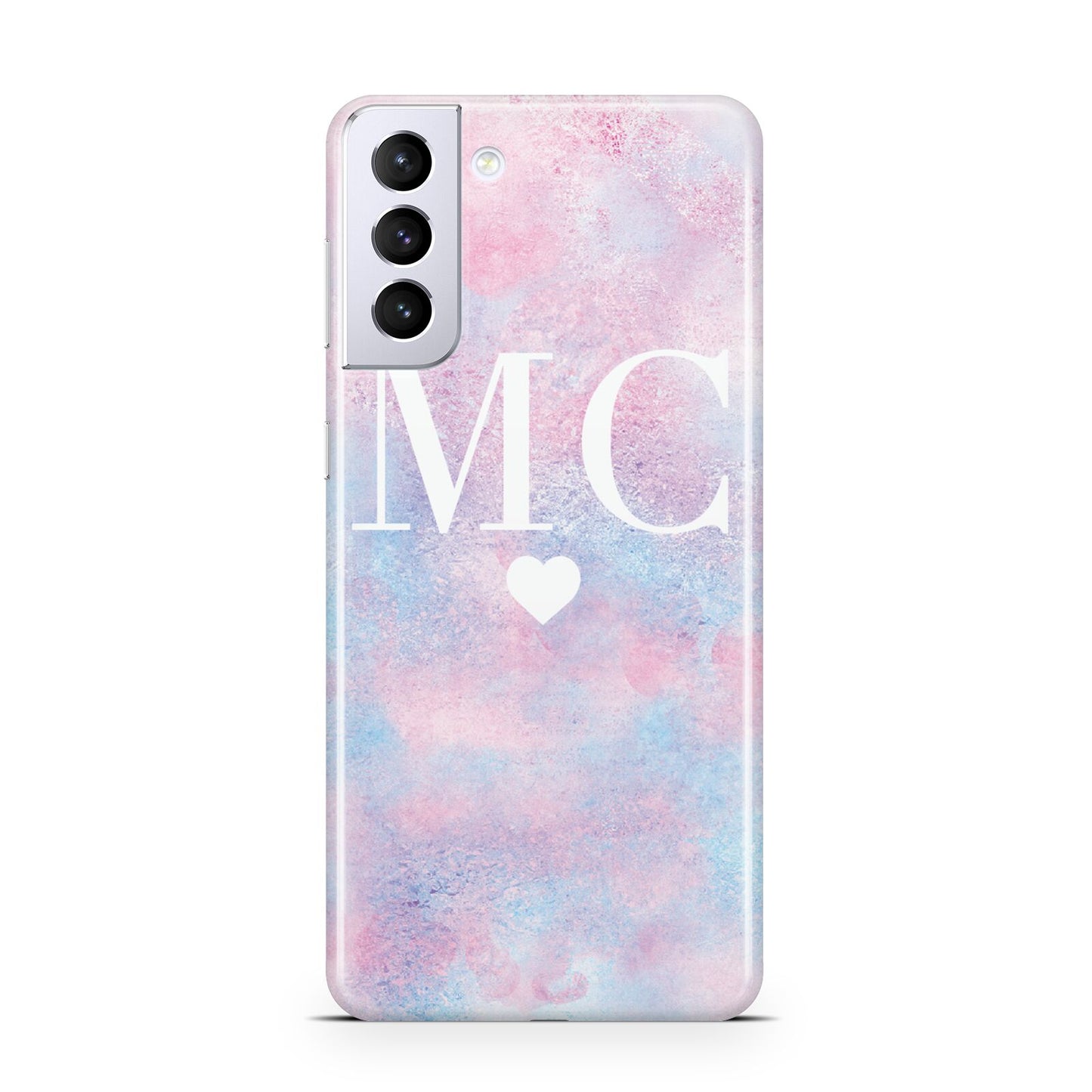 Personalised Cotton Candy Marble Initials Samsung S21 Plus Phone Case