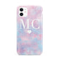 Personalised Cotton Candy Marble Initials iPhone 11 3D Tough Case